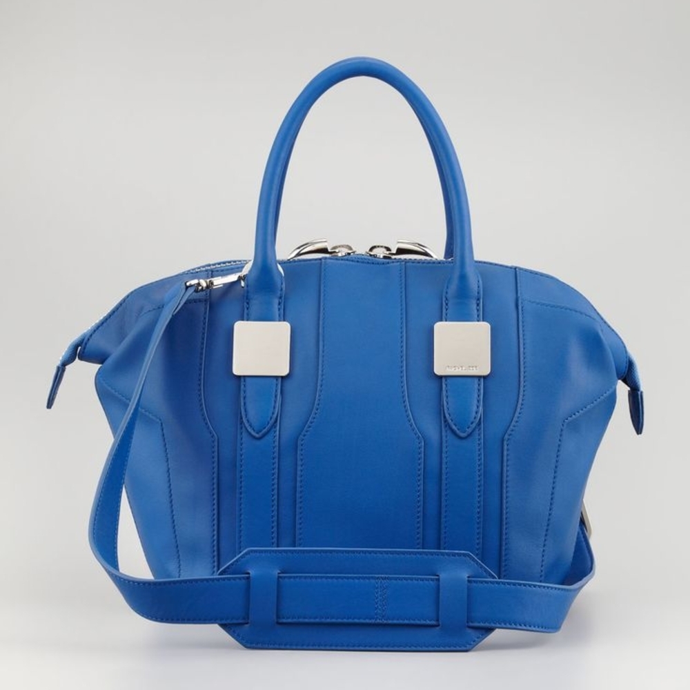 Rachel Zoe  | Blue Tote with Structured Design and Metallic Accents